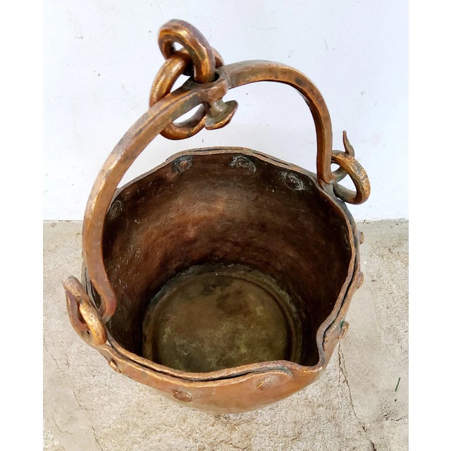 Antique Italian Wrought Iron and Copper Well Bucket For Sale In Baltimore - Image 6 of 13