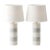 Pair of Blue and White Vintage Brush Stroke Striped Ceramic Lamps With Empire Shades For Sale