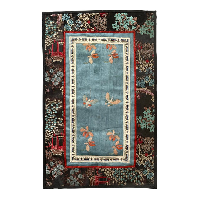 Antique Chinese Silk Embroidered Panel or Textile Art Piece For Sale