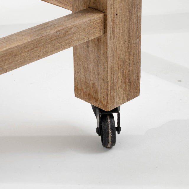 20th Century Belgian Wooden Side Table on Wheels For Sale - Image 14 of 18