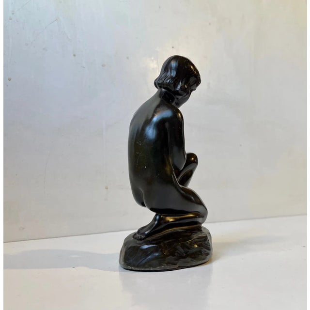 1930s Patinated Sculpture of Young Woman by E. Borch for Just Andersen, 1930s For Sale - Image 5 of 12