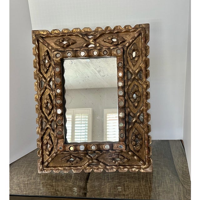 Wood Spanish Colonial Style Gilt Wood Wall Mirror For Sale - Image 7 of 17