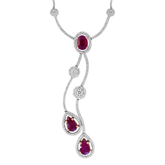 2010s AGI Certified Natural Burma Ruby and Diamond Necklace 18 Karat White Gold For Sale - Image 5 of 18