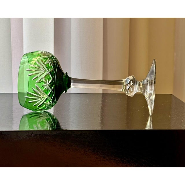 Green Massenet Crystal Hock Glasses by Saint-Louis, 1920, Set of 2 For Sale - Image 15 of 16