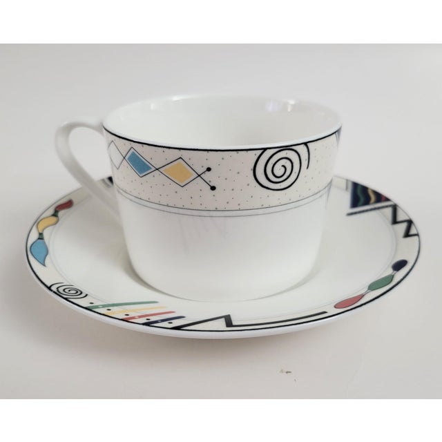 Set of 8 MCM Modern Porcelain Cup & Saucer " Headline Ultima +" by Mikasa For Sale - Image 9 of 12