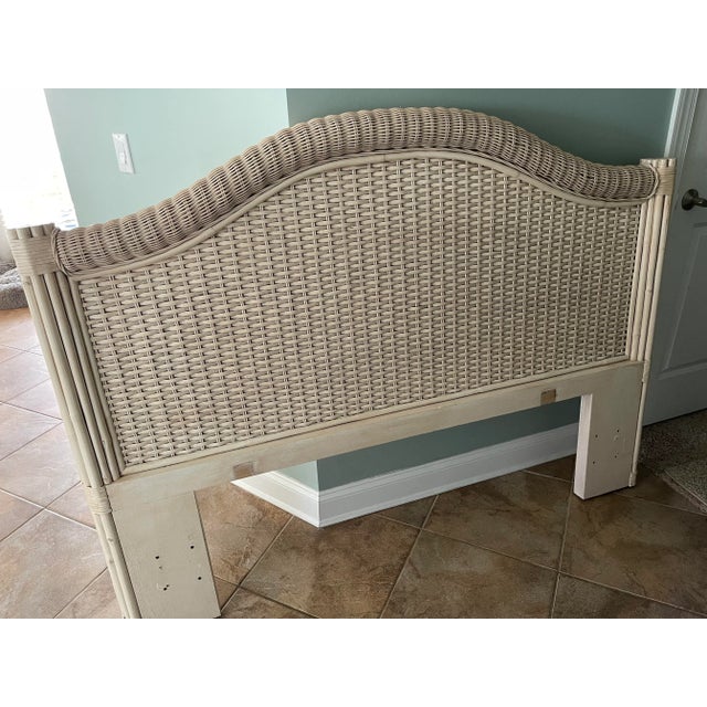 Vintage Wicker Queen Headboard With Rattan Wrapped Sides Chairish