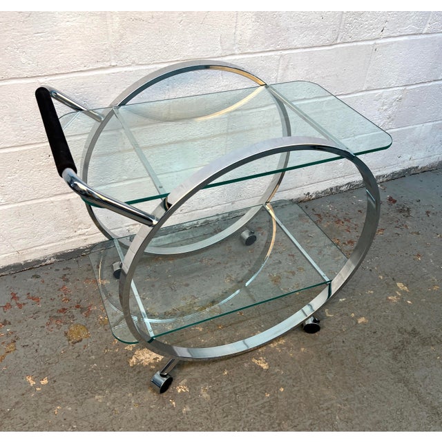 Mid-Century Glass and Chrome Bar Cart by George Mulhaser for Dia For Sale - Image 9 of 12