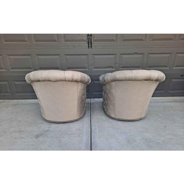 Lexington Furniture Lexington Robinson Tufted Back Swivel Chairs. Pair. For Sale - Image 4 of 5