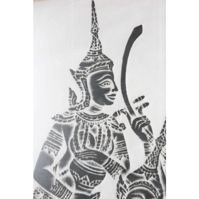 Paper Vintage Charcoal Rubbing of Thai Musicians For Sale - Image 7 of 13