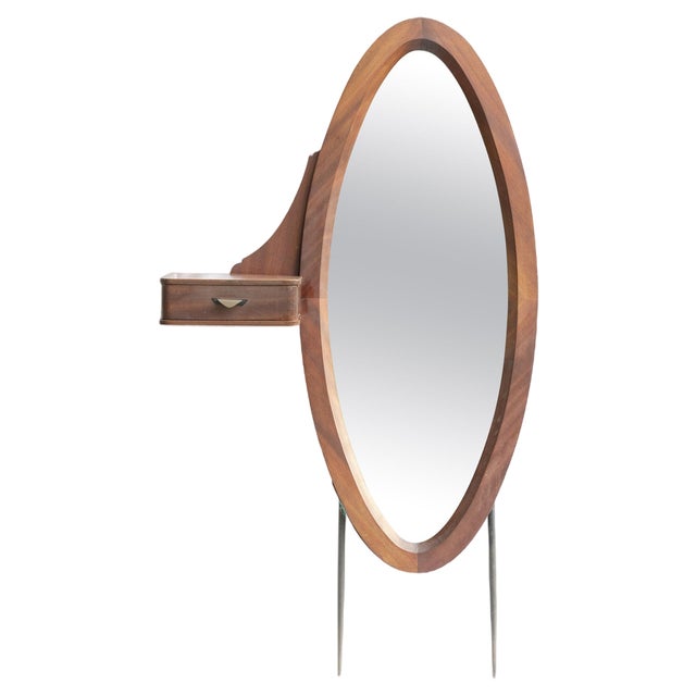 Vintage Oval Mirror, Italy, Mid-20th Century For Sale
