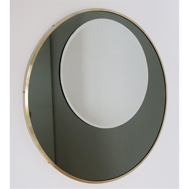 Italian Double Glass Wall Mirror with Brass Frame, 1970s For Sale - Image 9 of 17