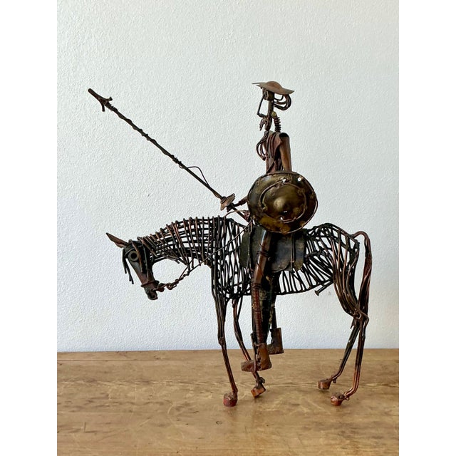 This striking vintage Brutalist sculpture portrays the legendary literary figure Don Quixote de la Mancha in a masterclass...
