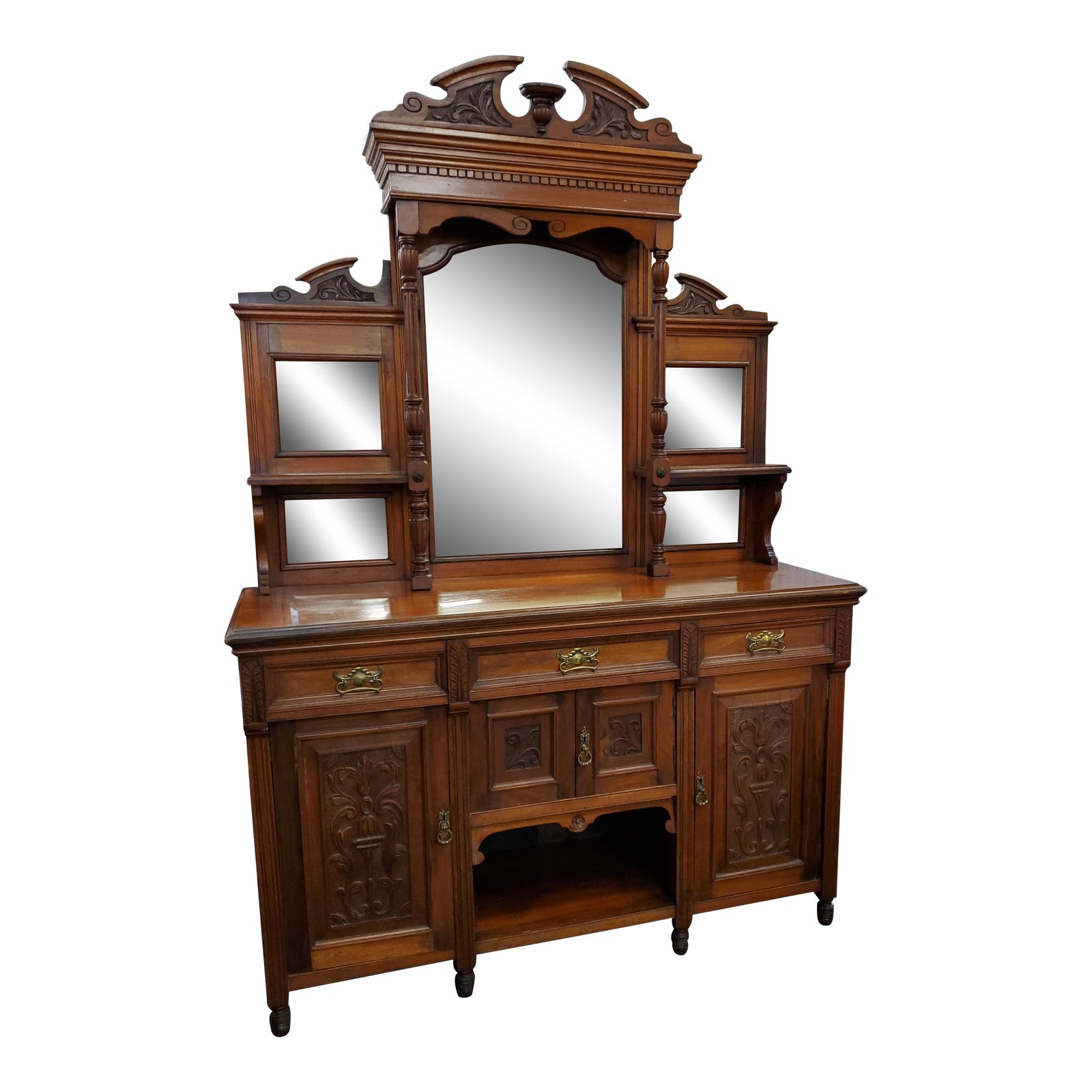 Early 20th Century Antique Hutch With Beveled Mirrors Chairish