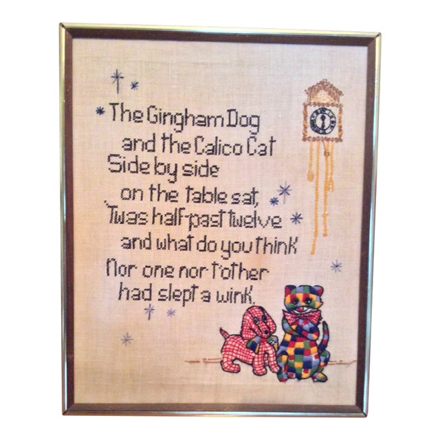 Mid Century Nursery Rhyme Cross Stitch For Sale