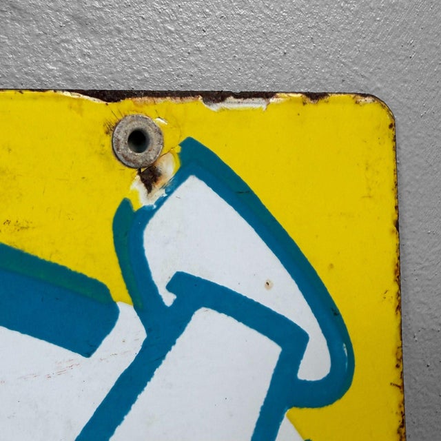 Showa Period Japanese Enamel Asahi Aroma Advertising Sign, 1960s For Sale - Image 6 of 8