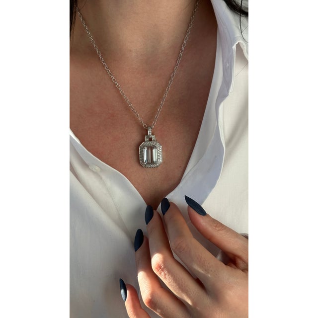 Natural Aquamarine Diamond Necklace 14k Gold 10.45 TCW Certified For Sale - Image 4 of 18