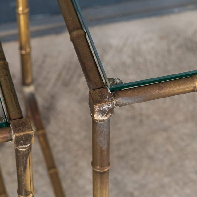 Vintage French Brass and Faux Bamboo Nesting Tables by Maison Jansen, 1960s, Set of 3 For Sale - Image 10 of 17