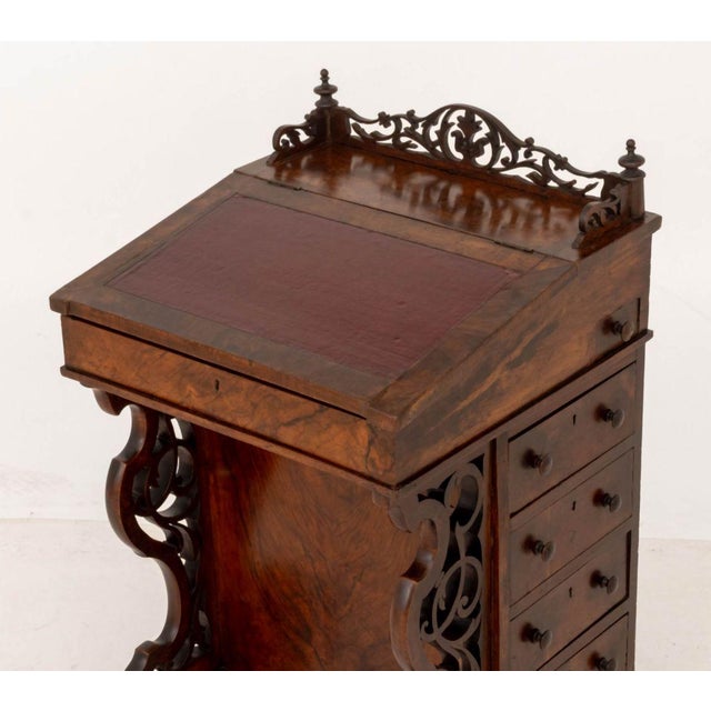 Wood Victorian Burl Walnut Davenport Desk, 19th C. For Sale - Image 7 of 13
