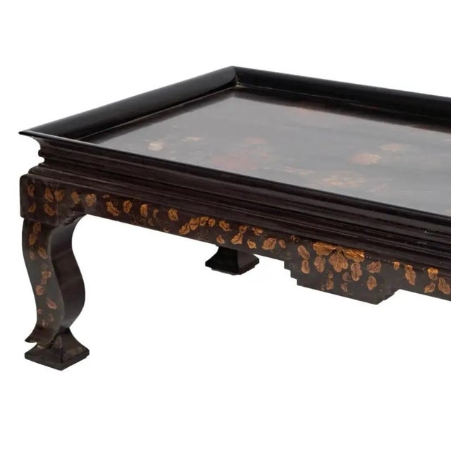 Chinoiserie Ming Style Chinoiserie Black Lacquer Coffee Cocktail Table For Sale - Image 3 of 5
