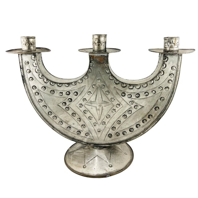 Mid 20th Century Mid 20th Century Mexican Tin Candleholder – Hand-Punched Folk Art From the Jonathan Parks Estate, Santa Fe For Sale - Image 5 of 9
