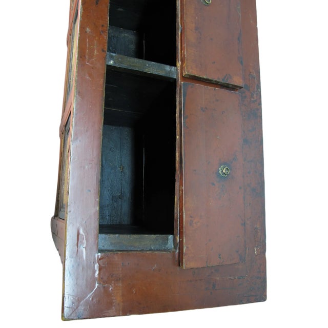 Late 19th Century Hand Painted 78" Long Red Gansu Sideboard Cabinet For Sale - Image 10 of 13