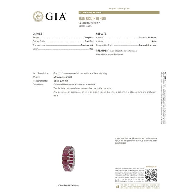 Metal Gia 11.00 Carat Burma Ruby 18k White Gold Eternity Band, Size 7 For Sale - Image 7 of 7