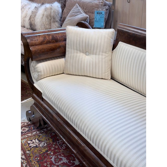 Brown Circa 1830 American Empire Flame Mahogany Scroll Arm Sofa For Sale - Image 8 of 11