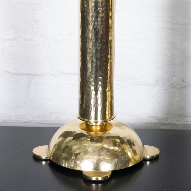 Brass Pair of Hammered Brass "Tochiere" Style Table Lamps For Sale - Image 8 of 12