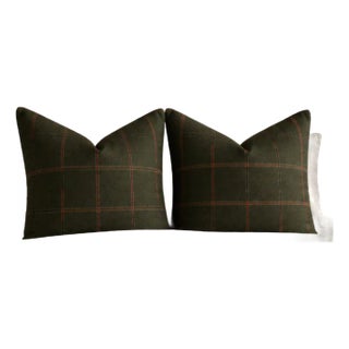 Pair of Colefax & Fowler Lanark Wool Plaid Pillows | 22" X 22" For Sale