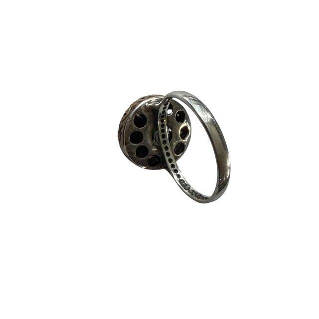 Vintage Natural Ruby, Emerald & Diamond Ring Sterling Silver Size 7 For Sale In New York - Image 6 of 10