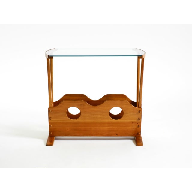 Mid-Century Modern Side Table with Magazine Rack in Ash Wood and Glass, 1950s For Sale - Image 4 of 18