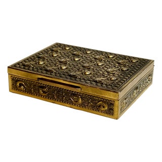 Art Deco Embossed Brass Cigar Box from Erhard & Söhne, Germany, 1920s For Sale