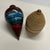 Two wonderful antique wooden tops, one painted with landscape and stained, the other natural wood. Perfect shelf sitters...
