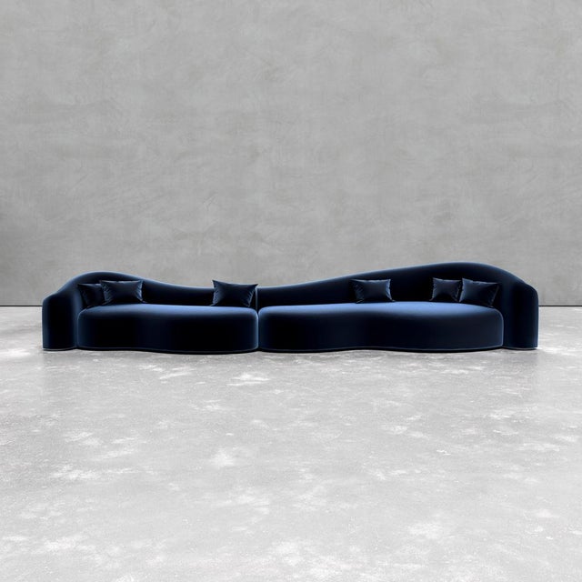 Baïne navy sofa by jérôme bugara limited edition of 25 pieces. Dimensions: d 100 x w 550 x h 91,5 cm. Sh: 45 cm....