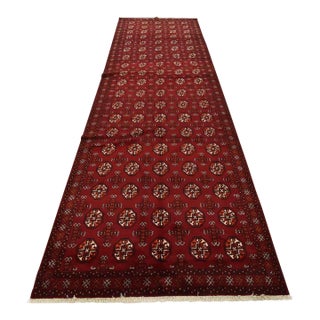 Baloch Runner 4’11” X 14’9” Red Wool Vintage Tribal Hand-Knotted Oriental Rug For Sale