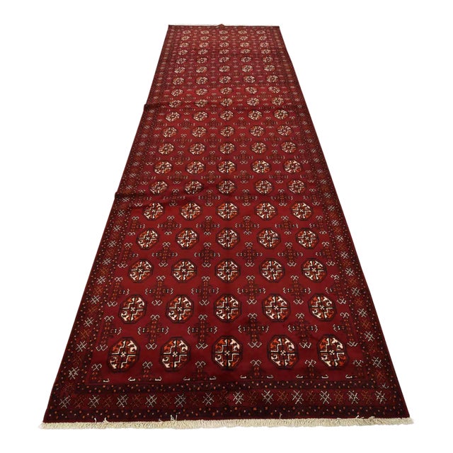 Baloch Runner 4’11” X 14’9” Red Wool Vintage Tribal Hand-Knotted Oriental Rug For Sale