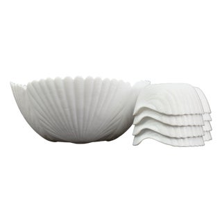 Mid Century Seashell Dessert or Punch Bowl Set For Sale
