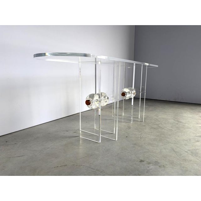 Brass and Acrylic Glass Console Table, 1970s For Sale - Image 8 of 13