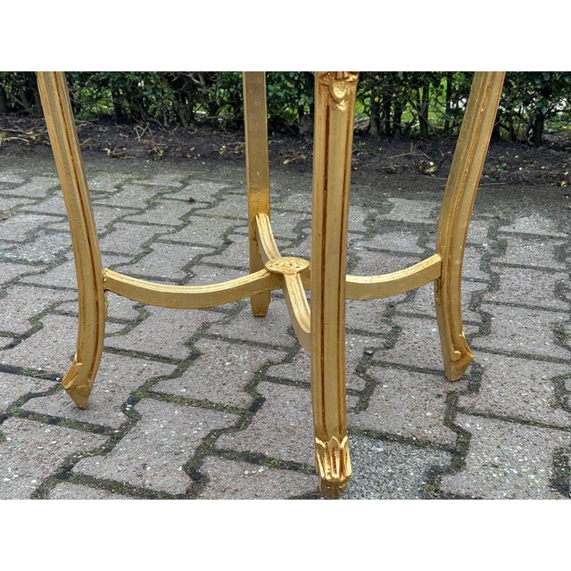 1970 French Louis XVI Gold Beech Pink Marble Tables - Pair For Sale - Image 16 of 17