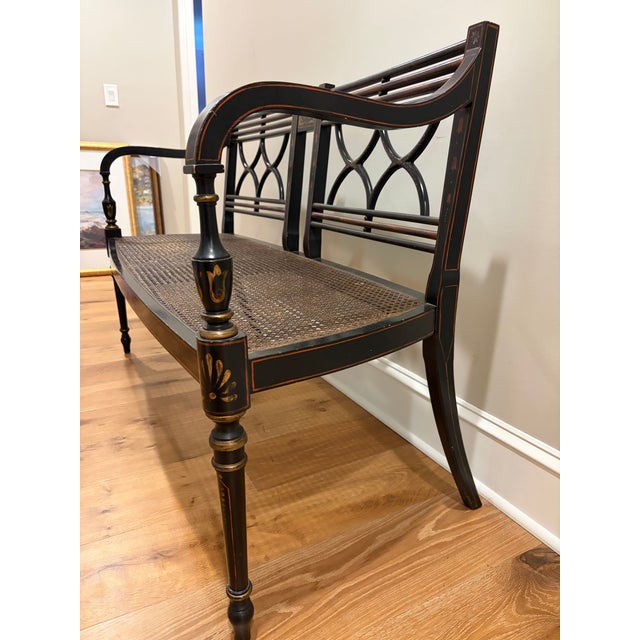 1990s 1990s Baker Furniture Governor Alston Regency Ebonized & Parcel Gilt Settee For Sale - Image 5 of 7
