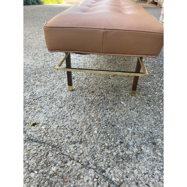 1950s Harvey Probber Brass & Leather Bench For Sale - Image 9 of 12