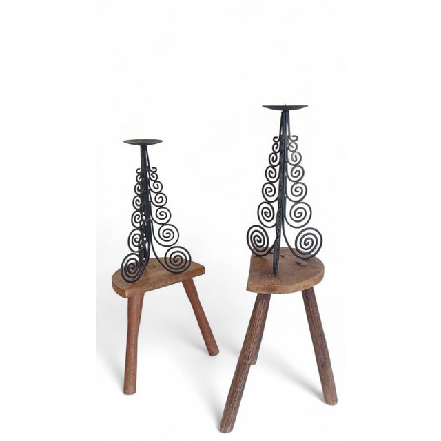 Large Spanish Cortijo Style Black Forged Iron Candelabras, Spain, 1970s, Set of 2 For Sale - Image 14 of 18