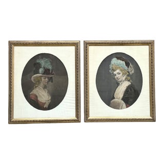 Vintage 18th Century Style Portrait Engravings - Set of 2 For Sale