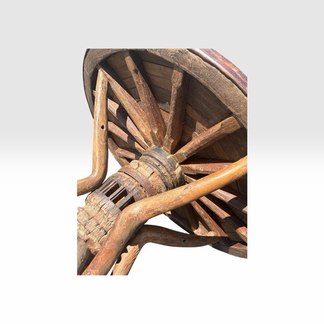 Antique Hardwood Rustic Hardwood Wagon Wheel Center Table For Sale In Philadelphia - Image 6 of 7