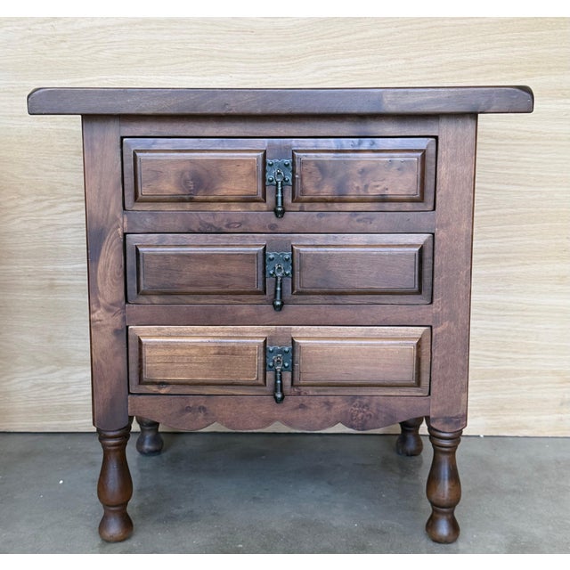 Early 20th Century Spanish Nightstands with Drawer and Iron Hardware, A Pair For Sale - Image 18 of 18