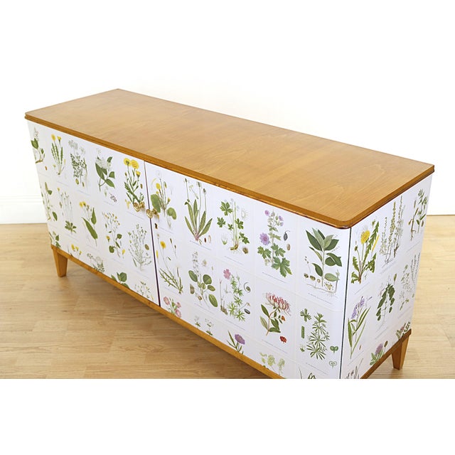 Wood Swedish Modern Sideboard with Illustrations, 1940s For Sale - Image 7 of 9