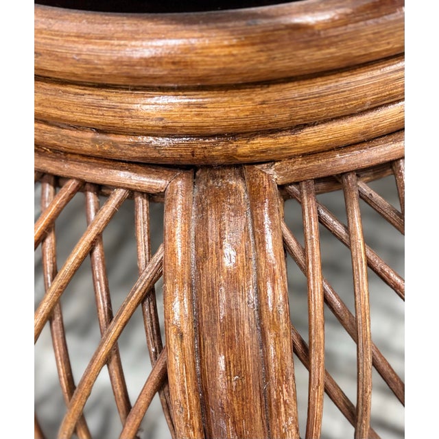 Mid-Century, Franco Albini-Attributed Swivel Rocker Chairs in Italian Vivai Del Sud Style. Fully Refurbished Vintage Rattan & Reed Chairs For Sale - Image 9 of 10