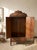 Wood Antique Carved Wood Drop-Front Armoire Cabinet For Sale - Image 7 of 12