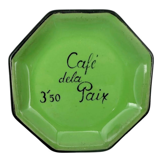 Vintage Cafe De La Paix Paris Green Ashtray For Sale