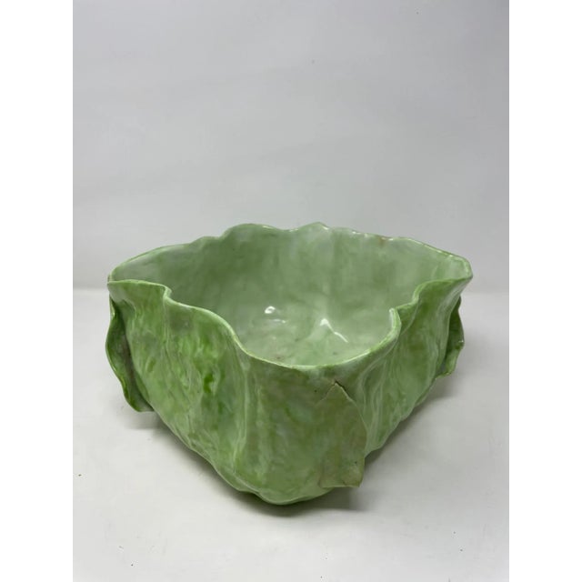 Wannopee Lettuce Leaf, Trade Mark, Majolica 1901-1903 Pottery Bowl For Sale - Image 10 of 11